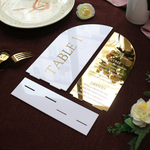 Table de mariage rustique de luxe déco acrylique or signe 3D miroir lettre arc numéro de Table et cartes de menu de dîner - Product Image 5