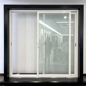 ประตูบานเลื่อนสามราง UPVC 80  โครงพลาสติกเป็นมิตรกับสิ่งแวดล้อม กันเสียง  บานเกล็ดสีขาวแบบแขวน และประตู PVC - Product Image 1
