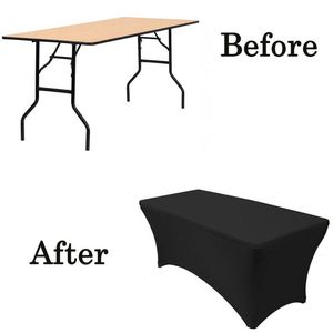 Custom Spandex Event Banquet <b>Table</b> Cloths Cover <b>Protector</b> Any Size Color Advertising Black Rectangular <b>Table</b> Cloth Cover - Product Image 4