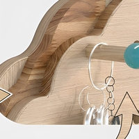 Organisateur mural moderne en bois perforé, panneau de rangement mural sculpté avec étagères et crochets pour entrée, cuisine, armoire