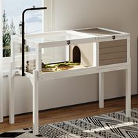 Grand habitat de tortue en bois-support de lampe réglable, enceinte de tortue intérieure/extérieure, table de terrarium de reptile à jambes détachables