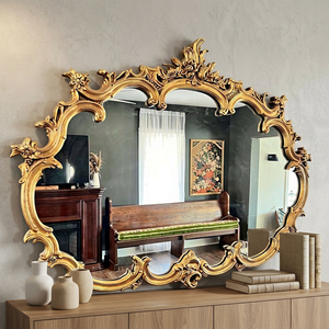 Traditional Wholesale Teakwood Panel Durable <b>Lightweight</b> Handmade Indian Design Decorative <b>Wall</b> <b>Mirrors</b> Bedroom Living Room - Product Image 2