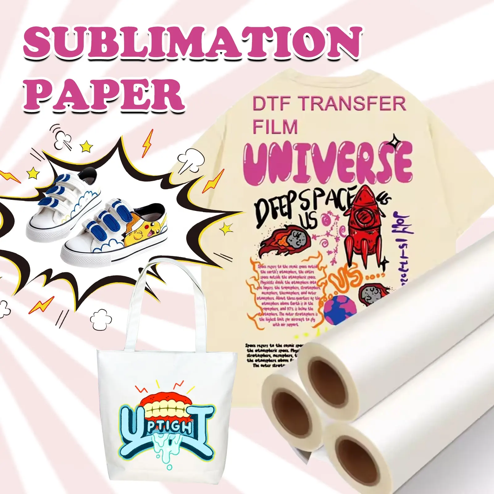 Venta al por mayor de papel de sublimación de alta calidad papel de transferencia de inyección de tinta para transferencia de calor camiseta textil