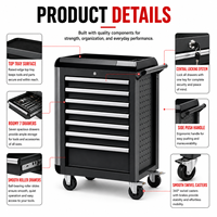 Chariot à outils métallique à 7 tiroirs robuste, vente en gros d'usine, avec service personnalisé pour ateliers automobiles et usines