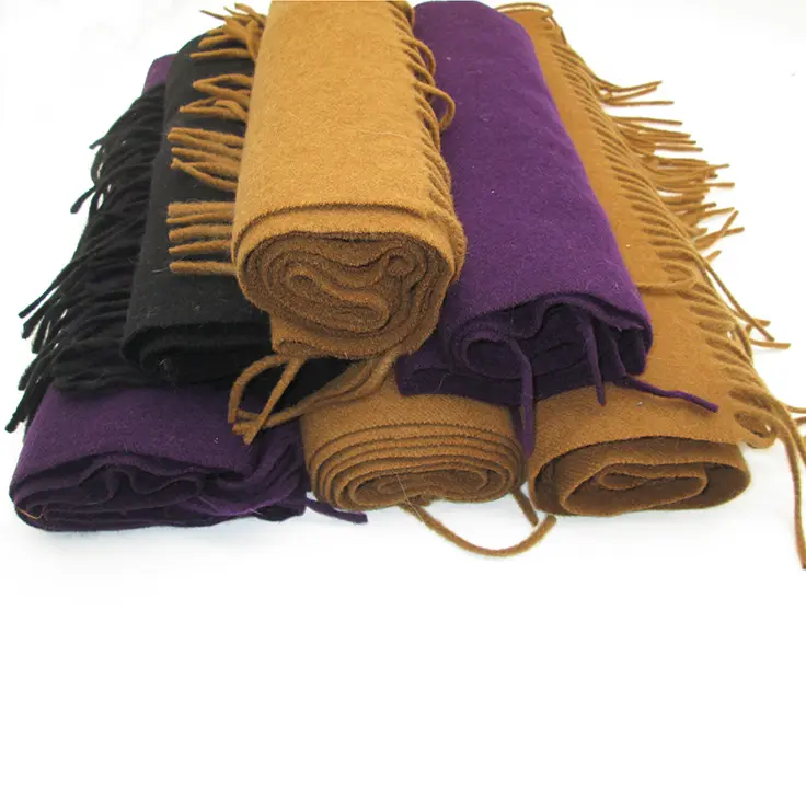 Stock d'usine femmes écharpe mode pas cher prix noir chameau violet couleur 100% grande écharpe en cachemire