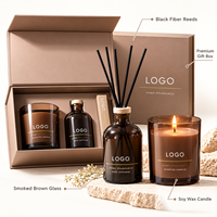 Coffret Cadeau Parfum Maison Haut de Gamme Écologique avec Bougie Artistique en Cire de Soja Parfumée et Diffuseur à Bâtonnets en Rotin pour Mariage et Décoration de Fêtes