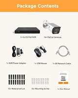 Sistema de Cámaras de Seguridad PoE 4K de 16 Canales con Disco Duro de 4 TB, Luz Dual Inteligente, Audio Bidireccional y VCA con IA para Vigilancia en Exteriores