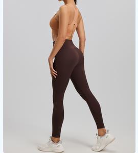 Ropa de Yoga Transpirable de Alta Elasticidad en Spandex/Poliéster, Color Sólido, Efecto Moldeador, Antideslizante, Levanta Glúteos, Cintura Elástica, 2 Piezas, para Interiores - Product Image 2