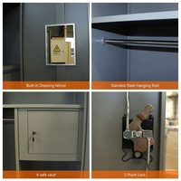 Armoire métallique à deux portes avec miroir, style industriel populaire, pour le bureau, Philippines
