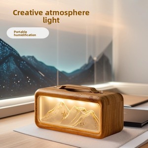 New Snow Mountain 600ml Humidifier Creative Fireplace Atmosphere Lamp Household Home Office <b>Desk</b> <b>Large</b> Capacity - Product Image 3