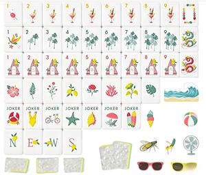 Set Mahjong da <span class=keywords><strong>Spiaggia</strong></span> Estivo |   Set di 160 Piastrelle Acriliche di Lusso con Motivi di Limoni, Granchi e Stelle Marine - Product Image 1