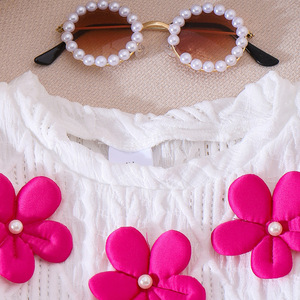 Nuevo Conjunto de Ropa de Verano para Niñas, Estilo Europeo Americano, Falda Tutú Plisada con Estampado Floral Rosa, para Niñas Pequeñas - Product Image 2