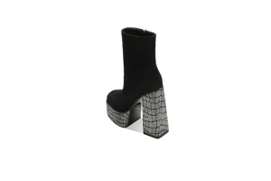 Bottines à plateforme pour femmes, bottines à talon épais <span class=keywords><strong>en</strong></span> faux daim avec talon imprimé crocodile pailleté, chaussures de soirée avec fermeture éclair latérale - Product Image 4