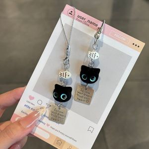 Lindo Colgante de Gato Negro Flocado con Cuentas de Pez y Frase Inspiradora, Accesorio para Llavero, Ideal para Amantes de los Gatos - Product Image 4