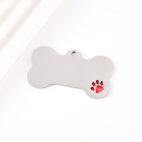 Ywyougang Plaque vierge en émail motif patte et os, Breloque d'identification pour animal de compagnie en acier inoxydable, Pendentif personnalisable à graver pour accessoires pour animaux DIY