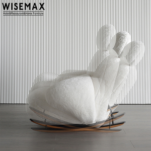 WISEMAX – mobilier de salon nordique en tissu blanc, <span class=keywords><strong>fauteuil</strong></span> de loisirs en <span class=keywords><strong>fourrure</strong></span>, base métallique pivotante, chaise de salon - Product Image 6