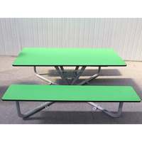 Fabricants de tables et de chaises de parc extérieures Banc de table de pique-nique en acier inoxydable galvanisé en métal vert personnalisé