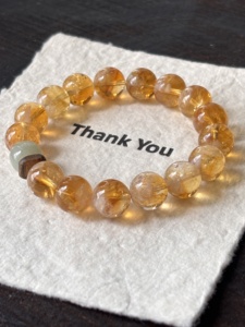 Bracelet vintage unisexe en pierres semi-précieuses naturelles de citrine pour la méditation, le soulagement du stress, l'anniversaire, tendance pour hommes et femmes - Product Image 3