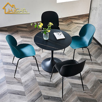 Table basse moderne en céramique pour salon, bar, club, table basse ronde en ardoise noire, table d'appoint en forme de tulipe