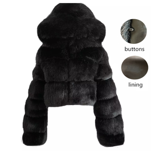 2022 ultime giacche invernali da donna di moda cappotti da donna in <span class=keywords><strong>pelliccia</strong></span> di volpe sintetica rossa stile corto - Product Image 6