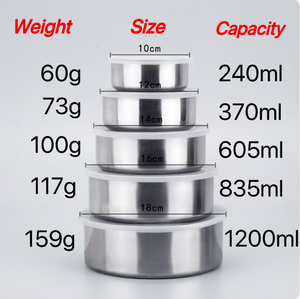 <span class=keywords><strong>Lot</strong></span> de 5 récipients de conservation alimentaire en acier inoxydable au design moderne avec couvercles, chauffe-plats de <span class=keywords><strong>cuisine</strong></span>, casseroles et boîtes de <span class=keywords><strong>rangement</strong></span> métalliques - Product Image 5