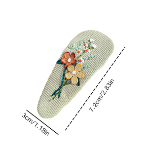 Pasador <span class=keywords><strong>de</strong></span> Pelo con Forma <span class=keywords><strong>de</strong></span> <span class=keywords><strong>Gota</strong></span> Bordado en Tela, Flor Tridimensional, Lindo y Moderno, Estilo Jardín, Accesorios para el Cabello - Product Image 6