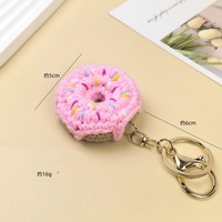Porte-clés en crochet en forme de beignet de dessin animé, mignon et fait main, pour filles