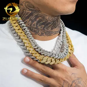 Wholesale Hip Hop Lab Diamond Necklaces Bracelet Brass AAAAA Zirconia CZ Diamond Fashion Jewellery Iced Out Cuban Link Chain