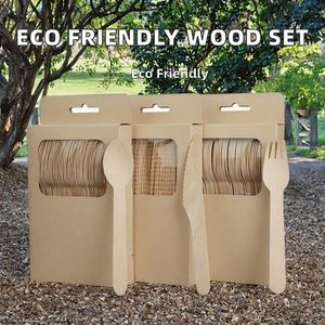 Mini-fourchettes, cuillères et couteaux en bois écologiques, couverts biodégradables jetables, pour fêtes, écologiques, couleur bois naturel, durables - Product Image 2