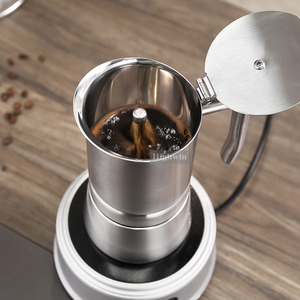 HIGHWIN Cafetière à expresso <span class=keywords><strong>6</strong></span> <span class=keywords><strong>tasses</strong></span> de cuisinière à expresso en acier inoxydable à <span class=keywords><strong>induction</strong></span> Moka Pot - Product Image 6