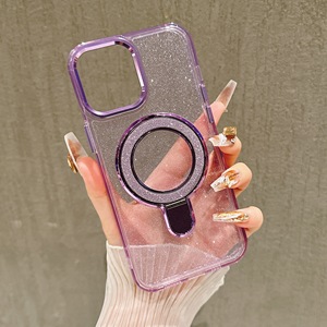 Cover per <span class=keywords><strong>fotocamera</strong></span> del telefono con supporto girevole di 360 gradi trasparente Glitter custodia per <span class=keywords><strong>iPhone</strong></span> 16 15 14 <span class=keywords><strong>pro</strong></span> max - Product Image 3