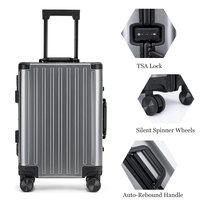 Valise rigide en aluminium de qualité supérieure avec serrure TSA, roues silencieuses pivotantes, grande capacité, bagages de voyage pour les voyages d'affaires