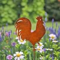 Décoration de jardin ornementale en métal rouillé en forme de coq, de chien, de ballon de football ou de marchepied, personnalisable, modèle 2026, best-seller