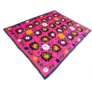 Embroidered Pink Suzani Throw <b>Quilt</b> Traditional <b>Floral</b> Pattern Home Decor Cotton All Season - Product Image 1