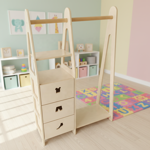 Perchero de Madera Multifuncional, Moderno, Ecológico y Duradero, Armario <span class=keywords><strong>para</strong></span> Ropa <span class=keywords><strong>para</strong></span> Dormitorio Infantil y Sala de Estar, Muebles Infantiles - Product Image 5
