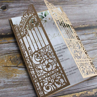Invitations de mariage et de douche nuptiale en papier brun, motif floral, de luxe, recyclables, style européen, imprimées UV, estampées or