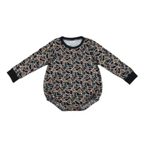 LR2809 RTS Infant Baby <b>Girl</b> brown camo Print Wholesale Romper Long Sleeve <b>Jumpsuit</b> Cotton Spandex Set - Product Image 1