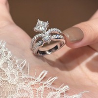 Bague solitaire Princesse en argent sterling 925 avec moissanite carrée de 1 carat