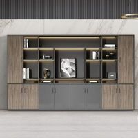 Ensemble de bureau moderne en bois, armoire à dossiers verrouillable et bibliothèque, meuble de rangement pour documents avec bureau de direction