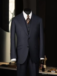 <span class=keywords><strong>Costume</strong></span> d'affaires italien en <span class=keywords><strong>laine</strong></span> de haute qualité bleu marine foncé pour homme, sur mesure, coupe ajustée, double boutonnage, veste et <span class=keywords><strong>pantalon</strong></span>, grande taille, 2 pièces, respirant - Product Image 5