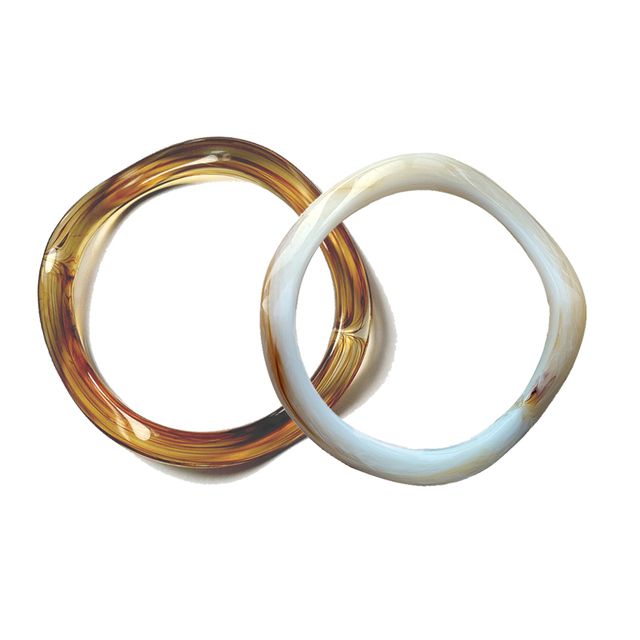 Jymoon Wavy Marbling Multi-Color Wide Edition Acrylic Resin Bracelet Profiled Semi-Transparent Retractable Bracelet Jewelry