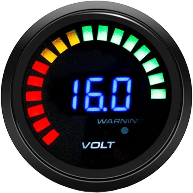 Universal Racing Gauge Kit for Cars 2-Inch 52mm Smoke Tint Lens Digital Volt Voltage Meter 20 LED Light Display 8-18V Piston