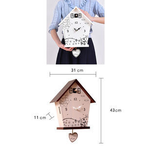 Orologio da parete 14 pollici orologio da parete a cucù di uccelli da cartone animato altalena orologio al quarzo casa Decro camera da letto bambini personalità giorno allarme - Product Image 6