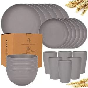 Ensemble de 16 pièces de vaisselle incassable en paille de blé pour la maison, comprenant des bols, des assiettes <span class=keywords><strong>et</strong></span> des tasses, produit phare - Product Image 4