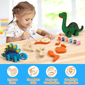 Bằng gỗ T-REX Craft Kit cho trẻ em 3-5 xây dựng trang trí khủng long Montessori STEM nghệ thuật unisex Quà Tặng bán buôn số lượng lớn - Product Image 6