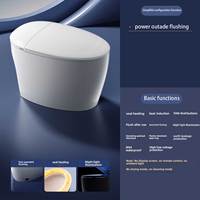 WC intelligent PLMR SW8812 en céramique, électrique, à nettoyage automatique, double chasse à jet siphonique, siège chauffant, siphon en P inclus