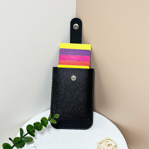 Genuine Leather Slim Card Holder Quick Access Pull Tab RFID Soft Cowhide <b>Men</b> Women Portable Bill <b>Wallet</b> Credential Cover - Product Image 5