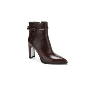 <span class=keywords><strong>Bottines</strong></span> à talon épais et bout pointu pour femmes, chaussures en <span class=keywords><strong>cuir</strong></span> froissé avec sangle à boucle pour le bureau et les soirées - Product Image 3