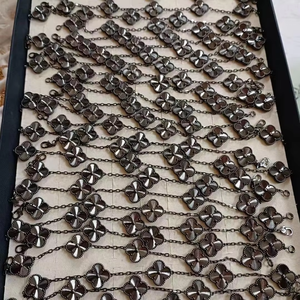 באיכות גבוהה ארבעה עלה תלתן צמיד סט אופנתי שחור נשים חבן הסיטונאי לא לדעוך תכשיטים lux - Product Image 4