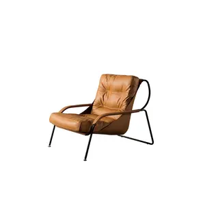 Avrupa lüks tasarım kahve fincanı sandalye toptan turuncu eğlence suni deri sandalyeler rahatla
